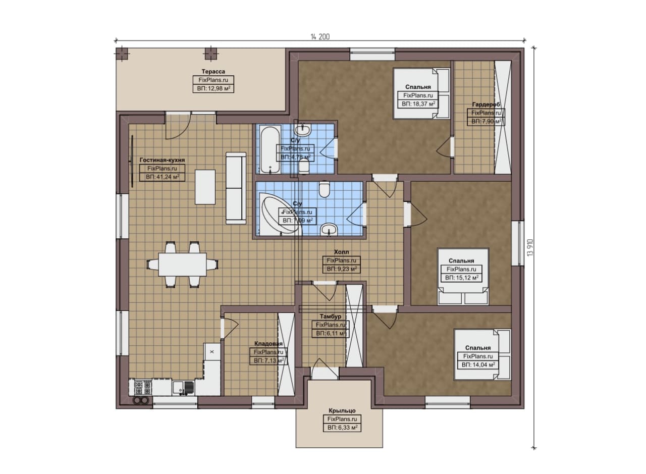 Планировка Одноэтажный дом F-9746